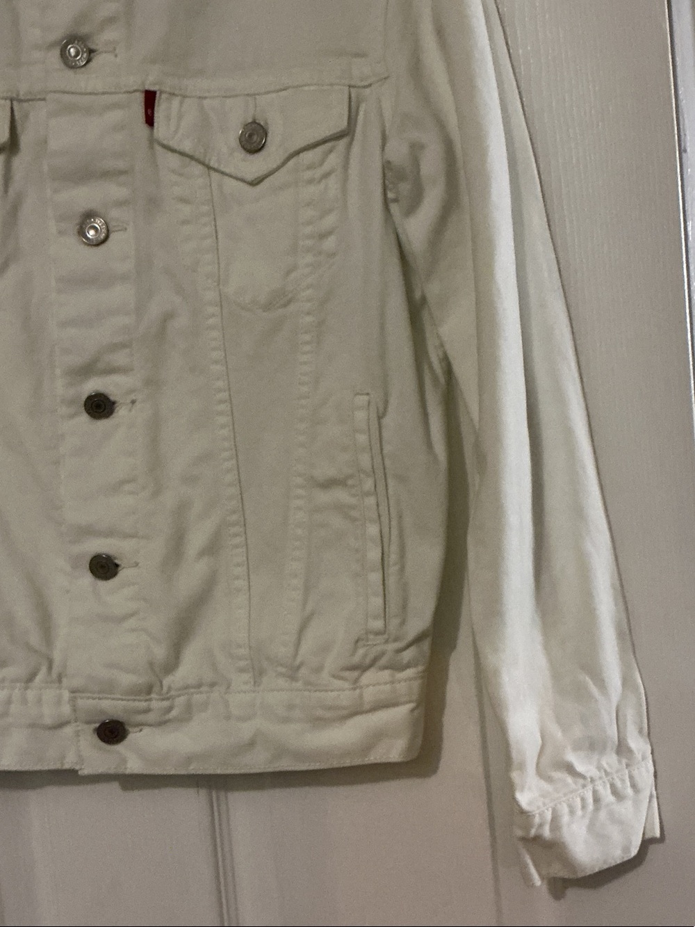 Levi's White Denim Jacket Sz S Button Front Levi Strauss Great Preowned Cond - Picture 3 of 6